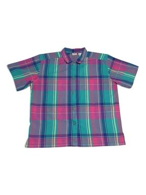 Vintage Jantzen Short Sleeve Plaid Button-Up Shirt